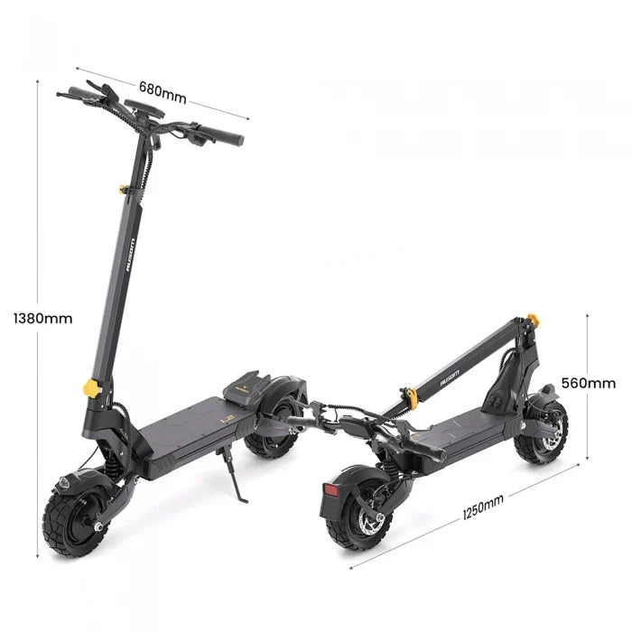 Ausom L2 Dwusilnikowa składana hulajnoga elektryczna, silnik 2*800W, 20km/h, bateria 48V 15,6Ah, opony 10x3 Cali, zasięg 70km