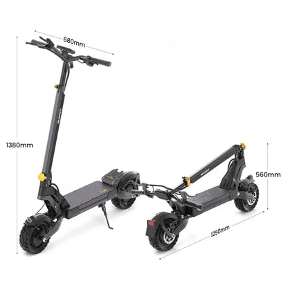 Ausom L2 Dwusilnikowa składana hulajnoga elektryczna, silnik 2*800W, 20km/h, bateria 48V 15,6Ah, opony 10x3 Cali, zasięg 70km
