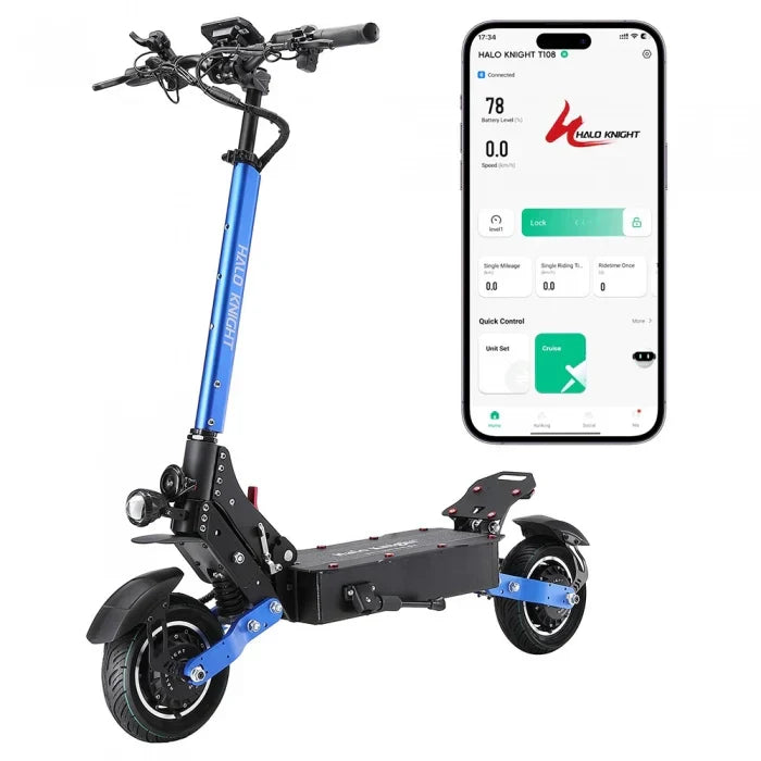 Hulajnoga elektryczna Halo Knight T108 10-calowe opony drogowe, silnik 1000W*2, maks. prędkość 65km/h - Czarny